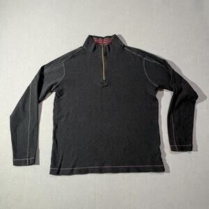 Robert Graham Pullover Mens Medium Gray 1/4 Zip Sweater Contrast Stitch Peru